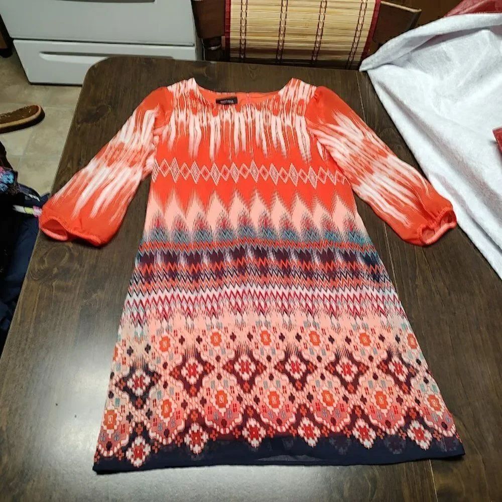New Amy's Closet Orange Multi-Colored Dress Size Girl's 14